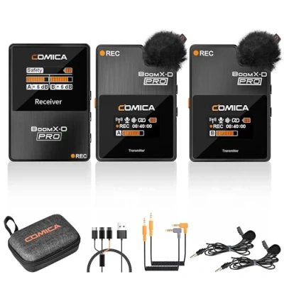 Abbildung von comica BoomX D2 Pro kabelloses Krawattenmikrofon, 2,4 G, Dual Kanal, Mikrofonsystem mit internem Speicher 16 Wireless Go Mikrofon für Interview YouTube Vlog TikTok