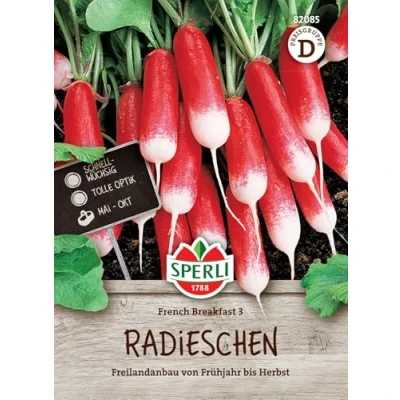 Abbildung von Sperli Radieschensamen French Breakfast 3 82085 Gemüsesamen für Radieschen mit einer tollen Optik und einem Inhalt 12 bis 15 lfd. Meter Saatgut