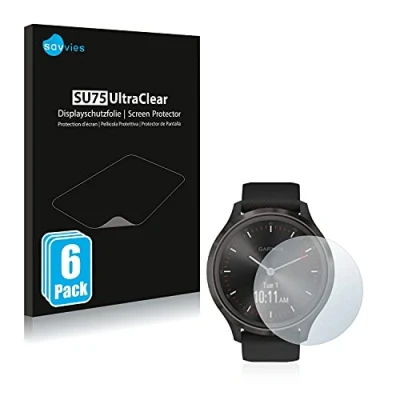 Abbildung von Savvies 6 Stück Schutzfolie für Garmin vivomove 3 (44 mm) Displayschutz Folie Ultra Transparent