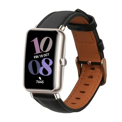 Abbildung von kwmobile Armband kompatibel mit Huawei Watch Fit Mini Echtleder Fitnesstracker Sportarmband Band