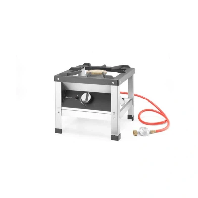 Abbildung von HENDI Hockerkocher Big Flame mit Gas 39,5 x 39 cm Propan oder Butangas Erdgas elektrische Zündung, Gastro Edelstahl Gaskocher
