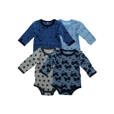 Abbildung von PIPPI Unisex Baby 4er Pack Aufdruck, Langarm Formender Body, Blau (Blue 725), 74 cm