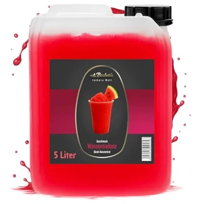 Abbildung von A. Becker&#039;s Slush Eis Sirup Ohne Azofarbstoffe 5L Wassermelone Vegan 1L Konzentrat ergibt 6L Getränkesirup für Zubereitung in Maschine und Mixer