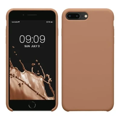 Abbildung von kwmobile Hülle kompatibel mit Apple iPhone 7 Plus/iPhone 8 Plus Silikon Handy Case Handyhülle weiche Oberfläche kabelloses Laden Cappuccino