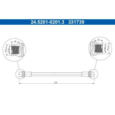 Abbildung von ATE 24.5201 0201.3 Bremsschläuche 225mm AUDI: 80 B4 Limousine, Avant