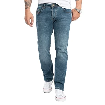 Abbildung von Rock Creek Herren Jeans Regular Fit Stretch Männerhose Herrenjeans Denim Hosen Herrenhose Straight Cut Stonewashed RC 2275 Blau W38 L30