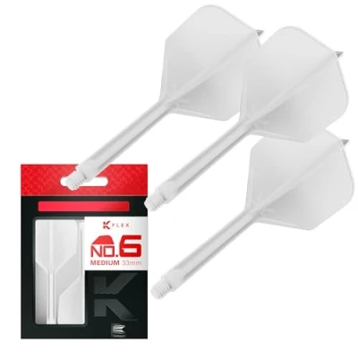Abbildung von Target Darts K Flex Integrated Dart Flights and Shafts, Nr.6 Weiß (Mittel) 3er Pack No6, Kflex All In One Moulded Flight &amp; Stem Professionelles Zubehör