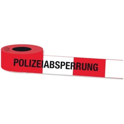 Abbildung von Partydeko Absperrband Polizei Kindergeburtstag Mottoparty Rot Weiß, Polizeiabsperrung Schriftzug, 100 cm x 8 cm, Kunststoff, 2 Stück