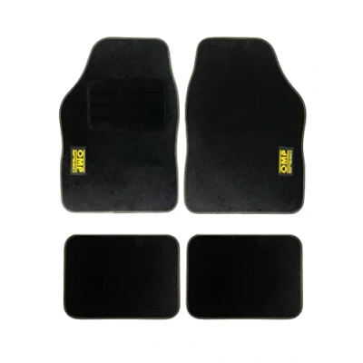 Abbildung von OMPLICENCI Omp Speed ​​Black Car Matten Set 4 Teile Carpet Universal Nicht Rutsch Mit Gelbem Logo, Schwarz