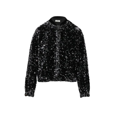 Abbildung von s.Oliver Black Label MIT Pailletten UND Elastischem SAUM Bomberjacke, Damen, Größe: 32, Schwarz