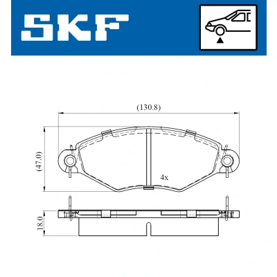 Abbildung von SKF VKBP 80470 Bremsbelagsatz nicht für Verschleißwarnanzeiger vorbereitet PEUGEOT: 306 Schrägheck, Limousine
