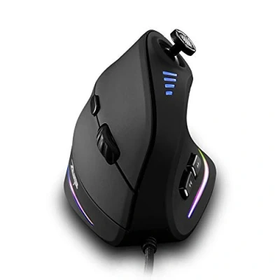 Abbildung von zelotes Vertikale Gaming Maus mit Joystick, 10000 DPI Ergonomische Maus, 11 programmierbare Tasten, optische USB Kabel, Pro PC, Mac
