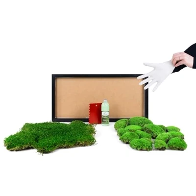 Abbildung von DIY Moosbild selber Machen, Wandbilder kleben, Moosbilder gestalten, Do it Yourself Set Moos kleben Wanddeko selbst herstellen (Schwarz, 60x30 cm)