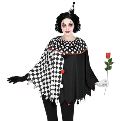 Abbildung von Fun World Kostüm Pierrot Poncho, Lockeres Oberteil für weibliche Clowns und Pantomimen