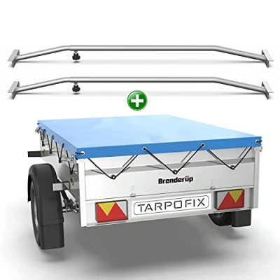 Abbildung von Tarpofix® Anhängerplane 150x100 cm + 2x Planenbügel Anhänger Plane Flachplane aus PVC PLANENMATERIAL Verstärkte Brenderup für DDR PKW Hänger Abdeckplane Flachplanenbügel