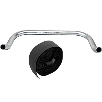 Abbildung von Bullhorn Fixie Singlespeed Lenker Silber mit Lenkerband (schwarz, 440 Millimeter)