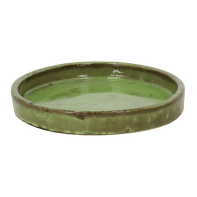 Abbildung von Rivanto Blumentopf, Blumentopf Untersetzer glasiert grün 25 cm