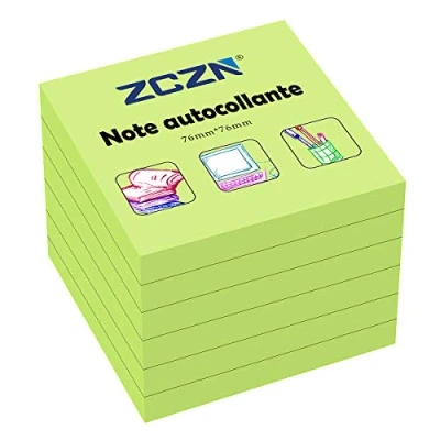Abbildung von ZCZN Haftnotiz Sticky Notes Selbstklebende Haftnotizzettel Notizzettel Klebezettel 6 Blöcke, 80 Blatt, 76 x mm, grün