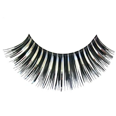 Abbildung von Eulenspiegel 000038 Künstliche Wimpern, Schwarz/Silber, 1 ml Spezial Wimpernkleber, Anleitung, für Karneval, Mottoparty