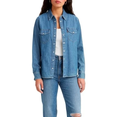 Abbildung von Levi&#039;s Iconic Western Hemdbluse, Damen, Größe: Medium, Blue denim/blue