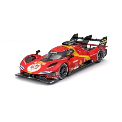 Abbildung von Bburago Modellauto Ferrari 499P #51 Le Mans 2023 rot, Maßstab 1:24