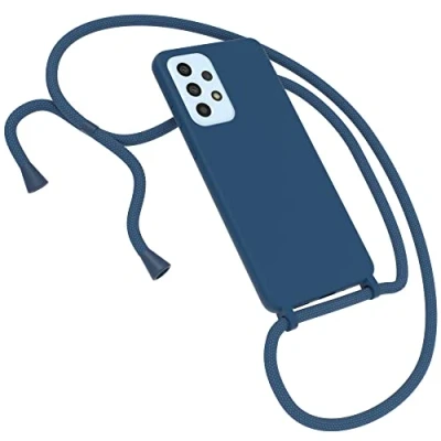 Abbildung von EAZY CASE Premium Silikon Handykette kompatibel mit Samsung Galaxy A33 (5G) Handyhülle Umhängeband, Handykordel Schutzhülle, Silikonhülle, Hülle Band, Kette für Smartphone, Nacht Blau