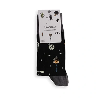 Abbildung von Livoni Unisex Cotton Regular Socks with Colorful and Fun Designs, Size: 43 46, Model Name: Esoteric Elements