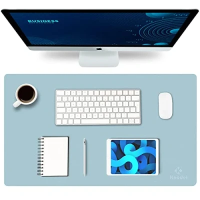 Abbildung von K KNODEL Tischunterlage, Schreibtischunterlage, 60 x 35cm PVC Laptop wasserdichte Schreibunterlage für Büro oder Heimbereich, doppelseitig (Hellblau/Silber)