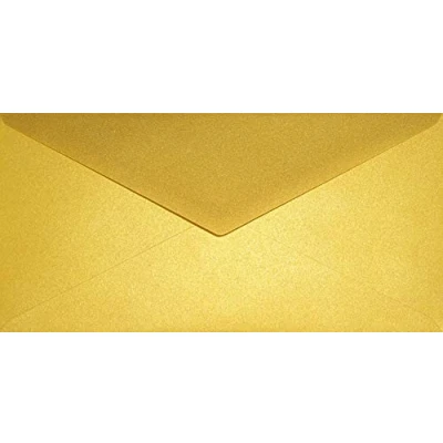 Abbildung von Netuno 25 Briefumschläge Perlmutt Gold DIN lang 110x 220 mm 120g Aster Metallic Cherish goldene Umschläge DL elegant metallisch glänzend Briefhüllen golden für Einladungen Hochzeit