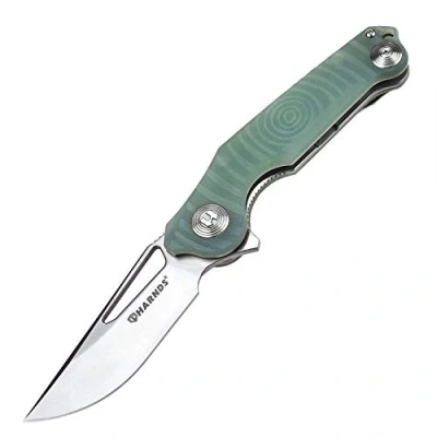 Abbildung von Harnds Time Scharfes Taschenmesser Einhandmesser Outdoor Survival Messer with 14C28N Klinge and G10 Griff (Transparentes Cyan)