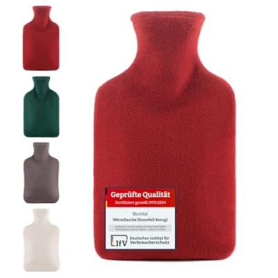 Abbildung von Blumtal Wärmflasche mit Bezug aus Polar Fleece, (für Kinder und Erwachsene, Bettflasche zur Schmerzlinderung, Naturkautschuk für Erwachsene)