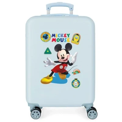Abbildung von Disney Mickey All Smile Blauer Kabinenkoffer, 38 x 55 20 cm, starres ABS, seitliches Zahlenschloss, 35 l, 2 kg, 4 Doppelrollen, Handgepäck