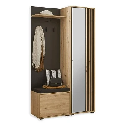 Abbildung von HBZ Kompaktgarderobe &quot;Volano&quot;, (1 St.), schwarz Eiche Artisan, Garderobe mit Spiegelement