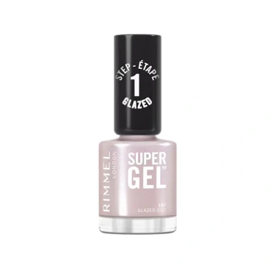 Abbildung von Rimmel Super Gel, 107 Glazed Out, langanhaltender Nagellack, mattes Finish, einfache Anwendung, Maniküre, Gel Effekt, splitterfest, klare Formel, 12 ml