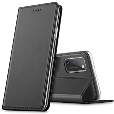 Abbildung von Verco Handyhülle für Samsung Galaxy A03s, Premium Handy Flip Cover A03s Hülle [integr. Magnet] Book Case PU Leder Tasche, Schwarz