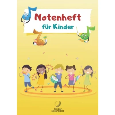 Abbildung von Notenheft für Kinder: A4 große Notenlinien 100 Seiten Musikheft die Schule