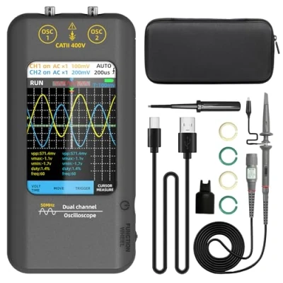Abbildung von BSIDE 2 Kanal Handheld Digital Oszilloskop 50MHz Bandbreite Touchscreen Oscilloscope mit 3,98 Zoll Vollem Blickwinkel Farb LCD Tragbares Signalgenerator Wiederaufladbar für KFZ Electronic