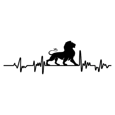 Abbildung von Finest Folia Aufkleber Herzschlag Tiere Breite 27cm Lifeline Heartbeat Deko Sticker Selbstklebend für Auto Kühlschrank Laptop Autoaufkleber K150 (Schwarz Glanz, 19 Löwe)