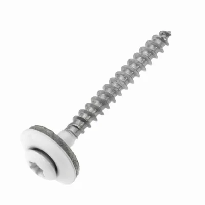 Abbildung von Spenglerschrauben Edelstahl A2 mit EPDM Dichtscheibe 15 mm 4,5 x 80 weiß RAL 9010 TX20, 25 Stück