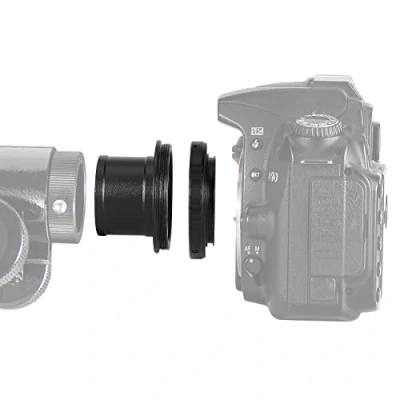 Abbildung von SOLOMARK T2 T Ring Adapter Objektivhalterung und M42 auf 1,25 Zoll Teleskop Adapter, kompatibel mit Nikon SLR Kamera.
