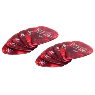 Abbildung von Rocktile Plektren Red Tortoise Heavy 12er Pack Stärke “Heavy (1,1 mm) Traditionelle Teardrop Form Material: Zelluloid Rot