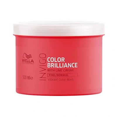 Abbildung von Wella Professionals Invigo Color Brilliance Mask fine professionelle Haarmaske für feines, gefärbtes Haar farbschützende Haarkur mit Vitamin E und Antioxidanzien 500 ml
