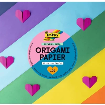 Abbildung von folia 89810 Premium Faltblätter, 70g/m², BASIC, 10 x cm, 100 Blatt in verschiedenen Farben, zum Basteln, Verzieren und Dekorieren