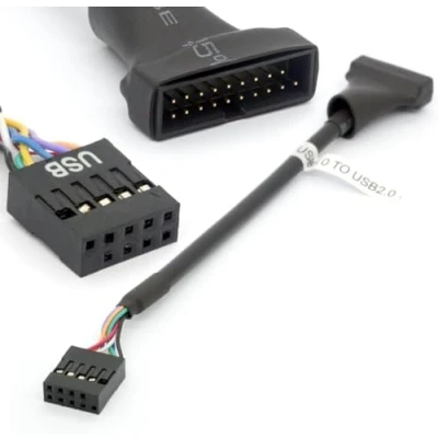 Abbildung von HTGuoji USB 3.0 19 poliger Stecker auf 2.0 9 polige Buchse Motherboard Kabel Adapter Alle/Buchse Gehäuse Konverter
