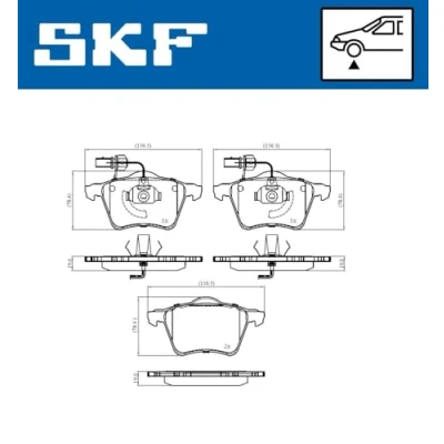 Abbildung von SKF VKBP 81036 E Bremsbelagsatz inkl. Verschleißwarnkontakt VOLKSWAGEN: Transporter 4 Bus, Kastenwagen