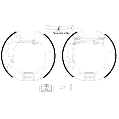 Abbildung von TEXTAR Shoe Kit Pro 84060900 Bremsensatz, Trommelbremse mit Radbremszylinder, Stellelement FIAT: Ducato III Kastenwagen, II Kastenwagen