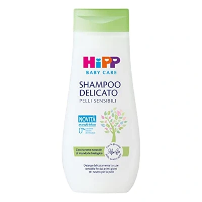 Abbildung von HiPP Baby Care Shampoo für Kinder, sanft reinigend, keine Reizung der Augen, empfindliche Haut, mit natürlichem Bio Mandel Extrakt, 1 Flasche à 200 ml