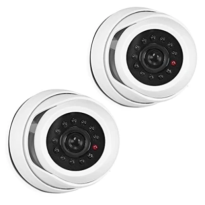 Abbildung von kwmobile 2X Dummy Kamera für Deckenunterbau mit LED Licht Dome Überwachungskamera Attrappe Set täuschend echte Fake Security Camera in Weiß