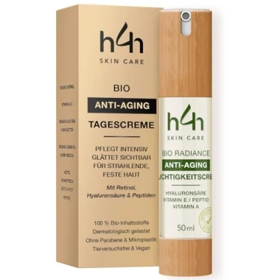 Abbildung von Hyaluron &amp; Retinol Bio Anti Aging Creme Hochdosierte Feuchtigkeitspflege für Gesicht, Frauen Männer Glättet Falten strafft die Haut Mit Jojobaöl, Hanfsamenöl Sheabutter