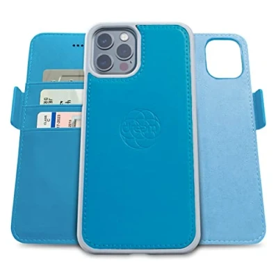 Abbildung von Dreem Fibonacci kompatibel mit iPhone 13 Pro Max Brieftaschen Etui / 2 in 1 stoßfestes und abnehmbares Folio aus veganem Leder, MagSafe kompatibel, RFID Schutz [Sky]
